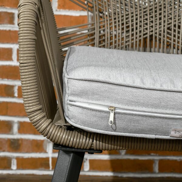 VivaGarden Salotto da Giardino con 2 Sedie e Tavolino in Acciaio e Rattan PE colore Grigio