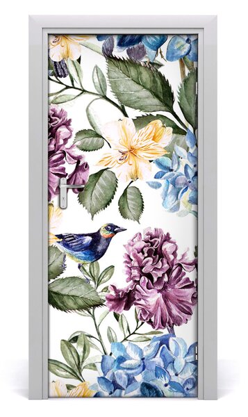 Rivestimento Per Porta Fiori e uccelli 75x205 cm