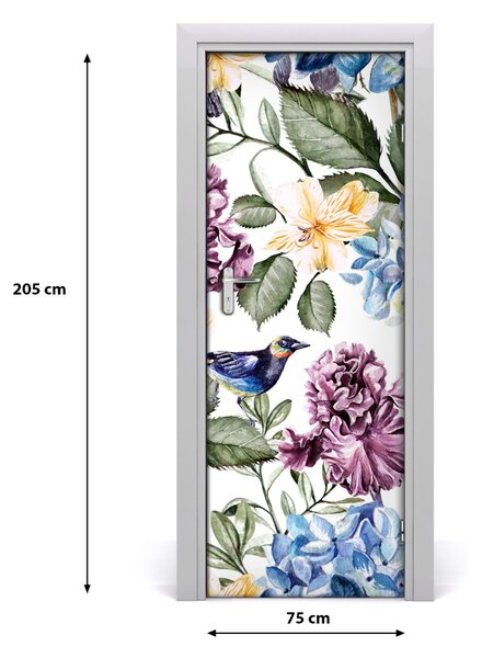 Rivestimento Per Porta Fiori e uccelli 75x205 cm