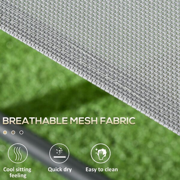 VivaGarden Salotto da Giardino con 2 Sedie e Tavolino in Metallo colore Grigio Chiaro