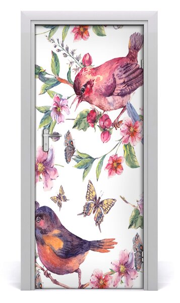 Adesivo per porta Fiori farfalle 75x205 cm