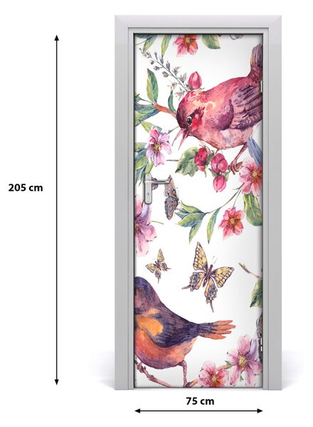 Adesivo per porta Fiori farfalle 75x205 cm