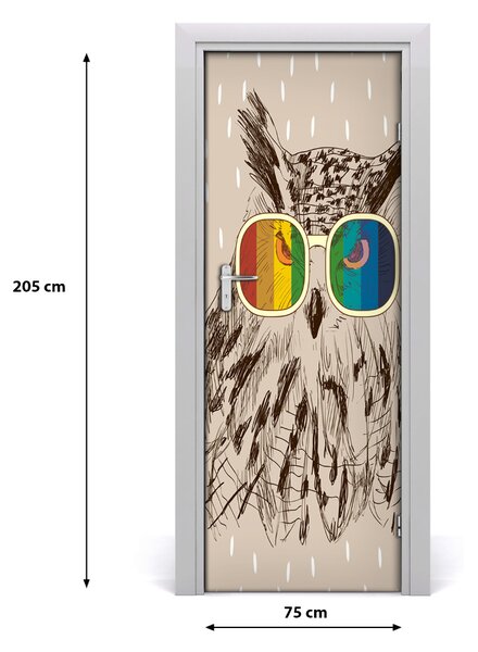 Adesivo per porta Gufi con occhiali 75x205 cm