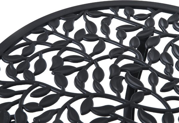 VivaGarden Salotto da Giardino con 2 Sedie e Tavolino Rotondo in Alluminio colore Nero