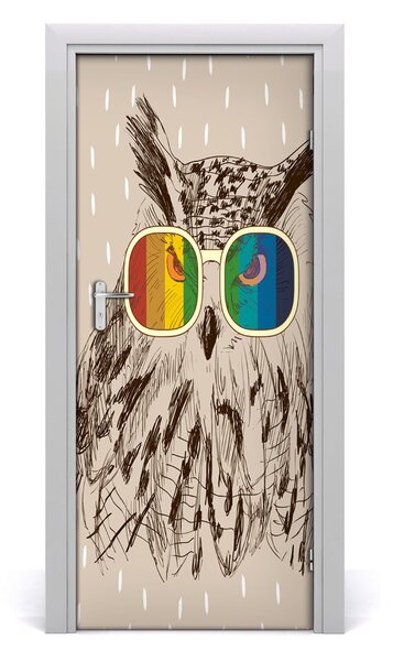 Adesivo per porta Gufi con occhiali 75x205 cm