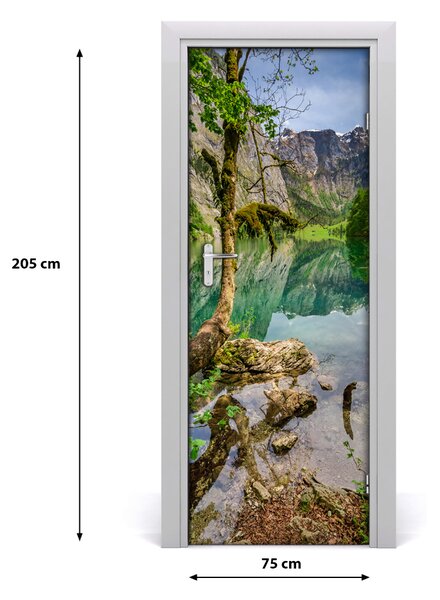 Adesivo per porta interna Lago in montagna 75x205 cm