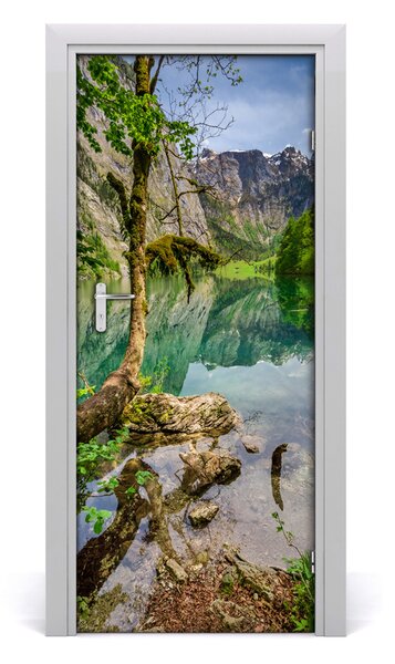 Adesivo per porta interna Lago in montagna 75x205 cm