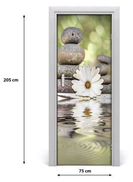 Adesivo per porta interna Pietre e fiore 75x205 cm