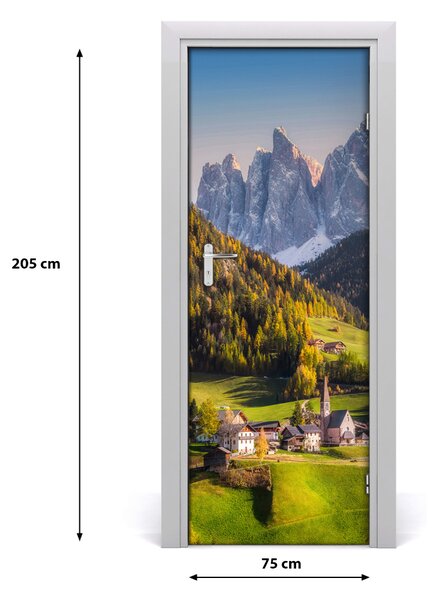 Adesivo per porta Una citt? in montagna 75x205 cm
