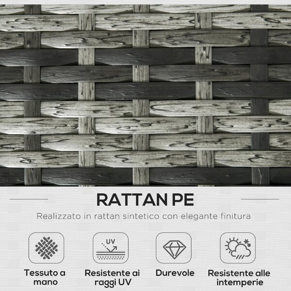 VivaGarden Salotto da Giardino con 2 Tavolini Contenitore 2 Divani e 2 Poltrone in Rattan e Acciaio colore Grigio