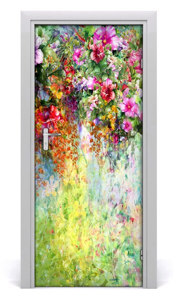 Adesivo per porta Fiori colorati 75x205 cm