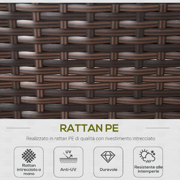 VivaGarden Salotto da Giardino con 6 Poltrone Componibili 1 Poggiapiedi e Tavolino in Rattan PE e Vetro Temperato colore Marrone