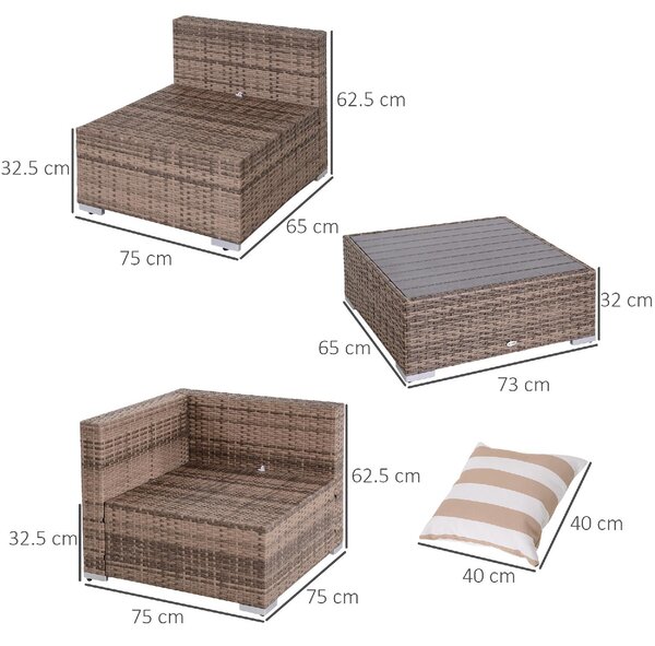 VivaGarden Salotto da Giardino con 6 Poltrone e Tavolino con Cuscini in Rattan colore Grigio
