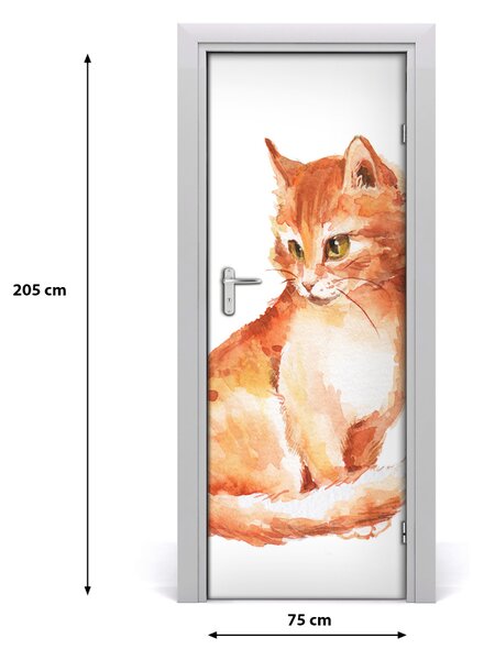 Adesivo per porta interna Gatto rosso 75x205 cm