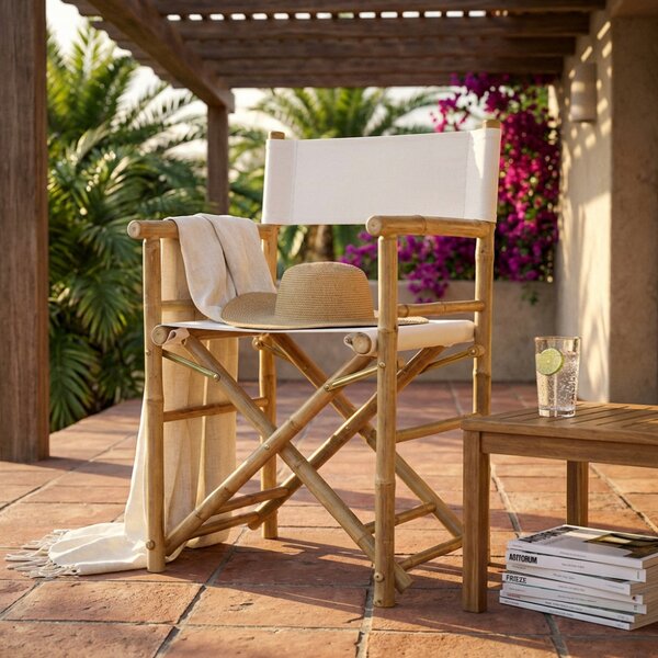 VivaGarden Sedia per Esterni Pieghevole Sedia Regista in Legno Salvaspazio Dimensioni 58x44x88 cm colore Marrone - BU802801 Mojito Bianca
