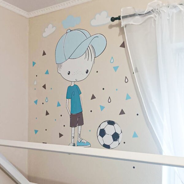INSPIO Bambino con la palla - adesivo murale