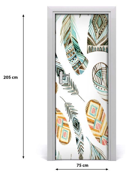Sticker porta Piume etniche 75x205 cm