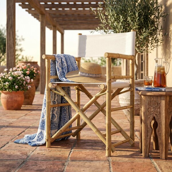 VivaGarden Sedia per Esterni Pieghevole Sedia Regista in Legno Salvaspazio Dimensioni 58x44x88 cm colore Marrone - BU802801 Mojito Bianca
