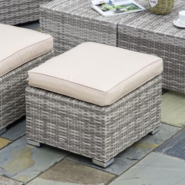 VivaGarden Salotto da Giardino con Divano 2 Posti 2 Poltrone 2 Pouf e Tavolino con Cuscini in Rattan PE colore Beige