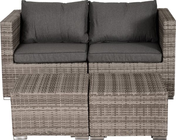 VivaGarden Salotto da Giardino con Divano 2 Posti 2 Poltrone 2 Pouf e Tavolino con Cuscini in Rattan PE colore Grigio