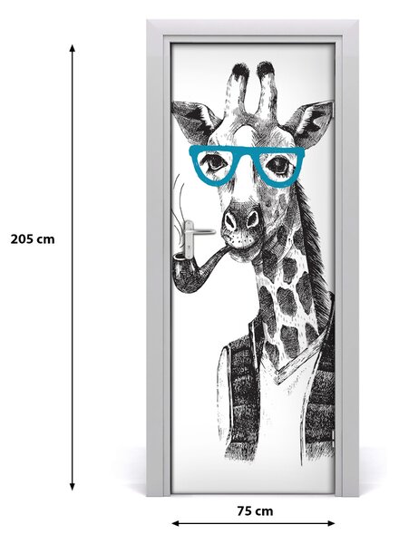 Adesivo per porta interna Giraffe con occhiali 75x205 cm