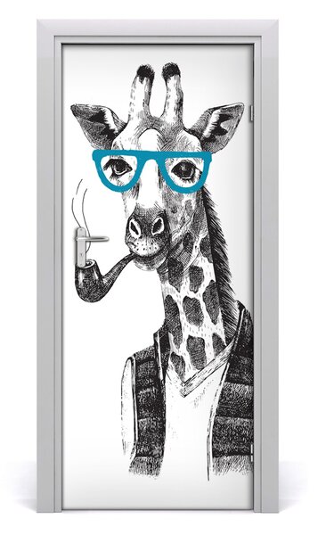 Adesivo per porta interna Giraffe con occhiali 75x205 cm