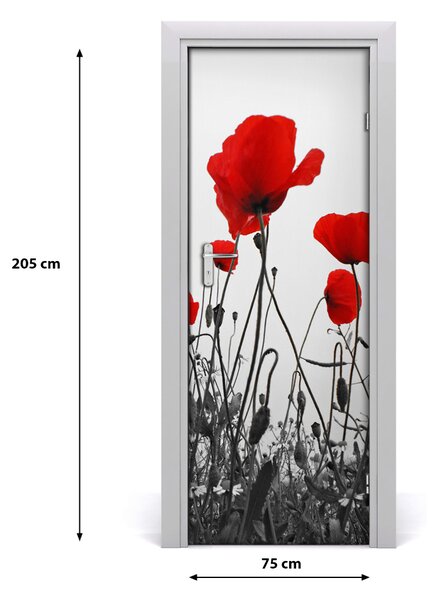Adesivo per porta Poppies da campo 75x205 cm