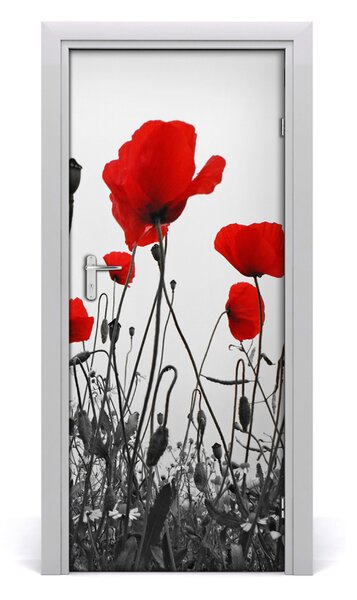 Adesivo per porta Poppies da campo 75x205 cm