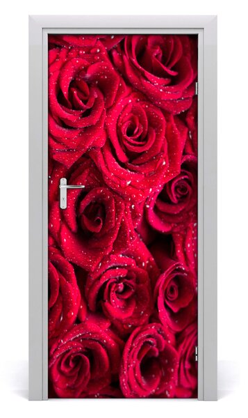 Adesivo per porta interna Rose rosse 75x205 cm