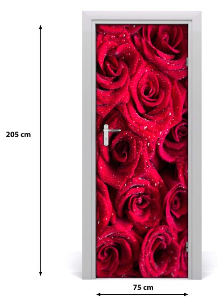 Adesivo per porta interna Rose rosse 75x205 cm