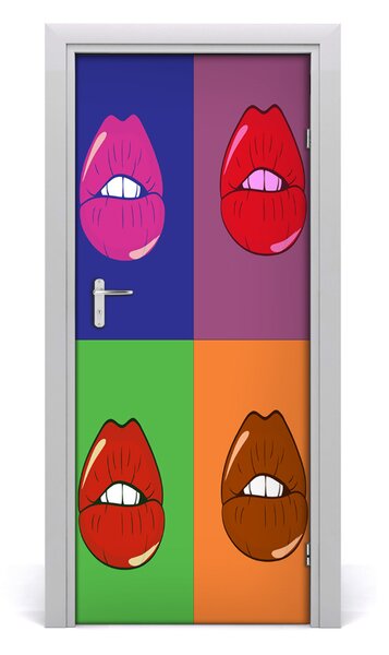 Adesivo per porta Labbra colorate 75x205 cm
