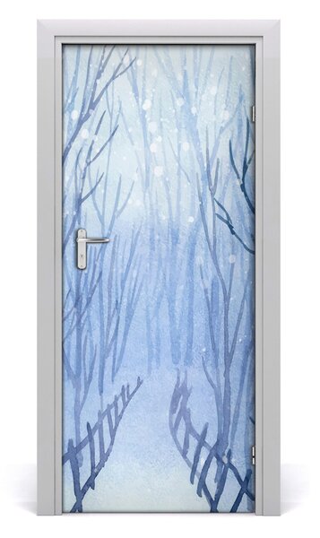 Adesivo per porta interna Foresta in inverno 75x205 cm