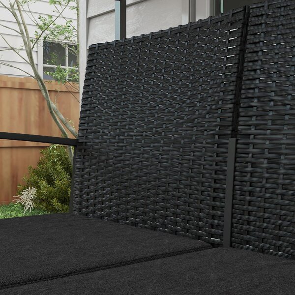 VivaGarden Salotto da Giardino con Divano 2 Posti 2 Poltrone e Tavolino con Cuscini in Acciaio/Plastica/Vetro colore Nero