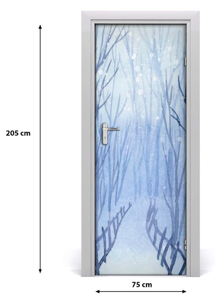 Adesivo per porta interna Foresta in inverno 75x205 cm
