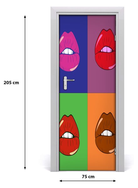 Adesivo per porta Labbra colorate 75x205 cm