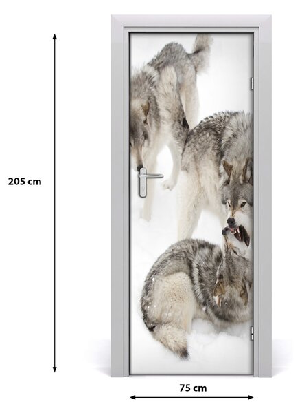 Adesivo per porta Lupi grigi 75x205 cm