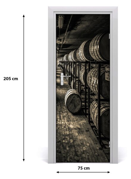 Adesivo per porta Botti di bourbon 75x205 cm