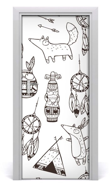 Adesivo per porta Background indiano 75x205 cm