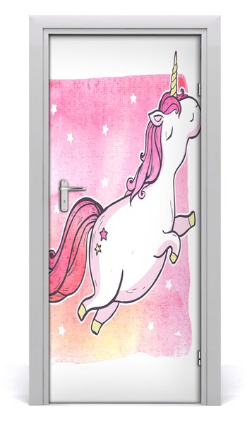 Adesivo per porta Unicorno rosa 75x205 cm