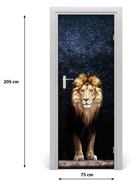 Adesivo per porta Leone sullo sfondo delle stelle 75x205 cm