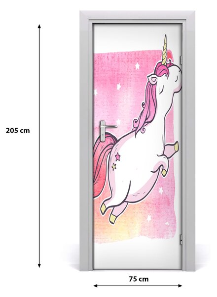 Adesivo per porta Unicorno rosa 75x205 cm