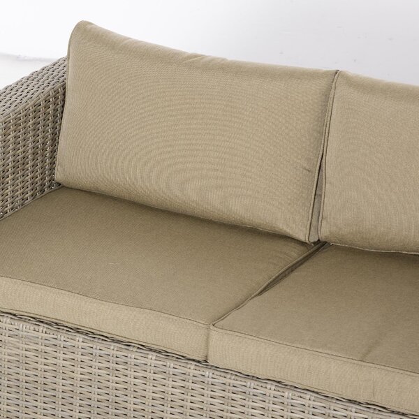VivaGarden Salotto da Giardino con Divano 2 Posti 2 Poltrone e Tavolino con Cuscini in Rattan PE colore Beige