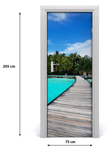 Adesivo per porta Vista tropicale 75x205 cm
