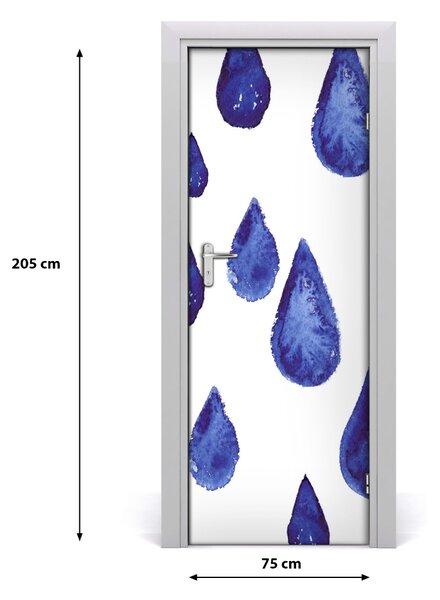 Adesivo per porta Gocce blu 75x205 cm