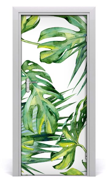 Poster adesivo per porta Foglie tropicali 75x205 cm