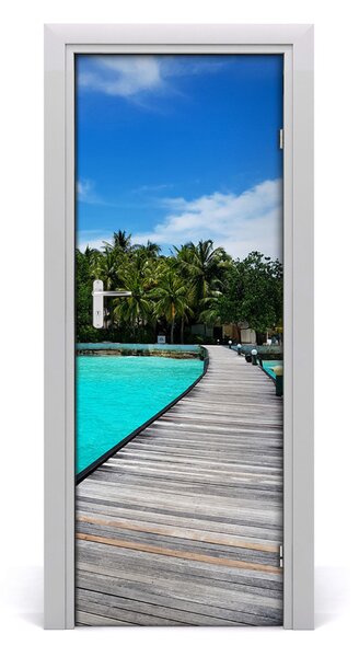 Adesivo per porta Vista tropicale 75x205 cm
