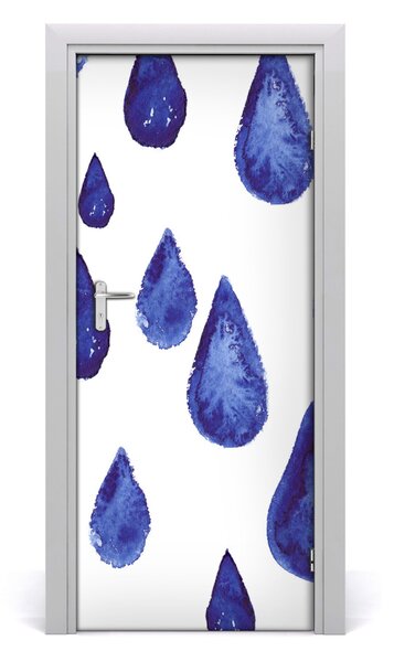 Adesivo per porta Gocce blu 75x205 cm