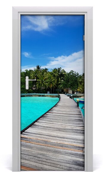 Adesivo per porta Vista tropicale 75x205 cm