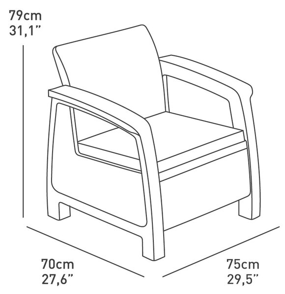 KETER Salotto da Giardino con Divano 2 Posti 2 Poltrone e Tavolino con Cuscini in Rattan PE colore Bianco - Corfu Lounge