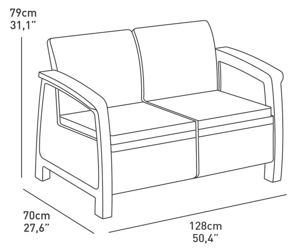 KETER Salotto da Giardino con Divano 2 Posti 2 Poltrone e Tavolino con Cuscini in Rattan PE colore Bianco - Corfu Lounge